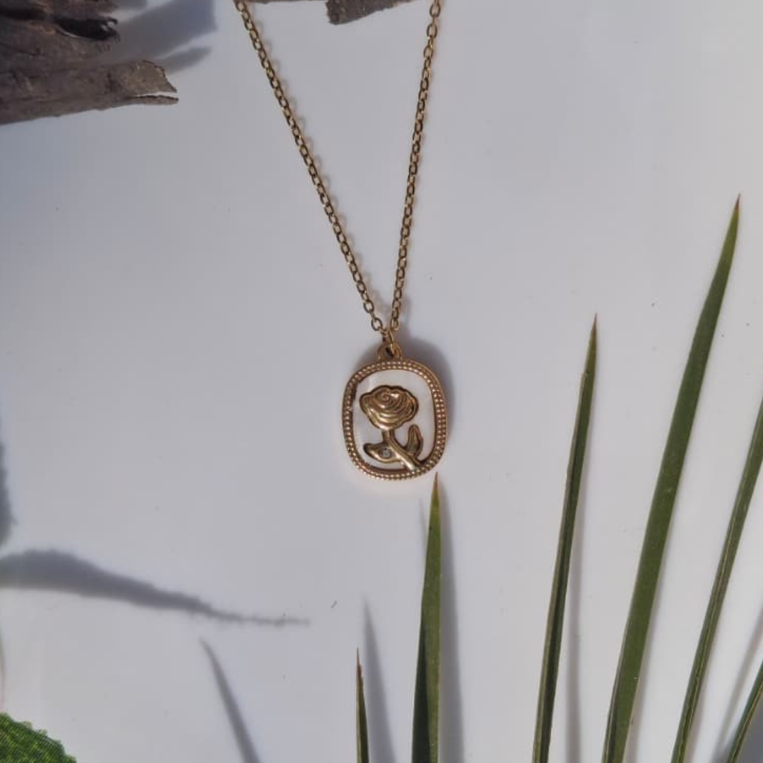 Flora Emblem Drop Necklace
