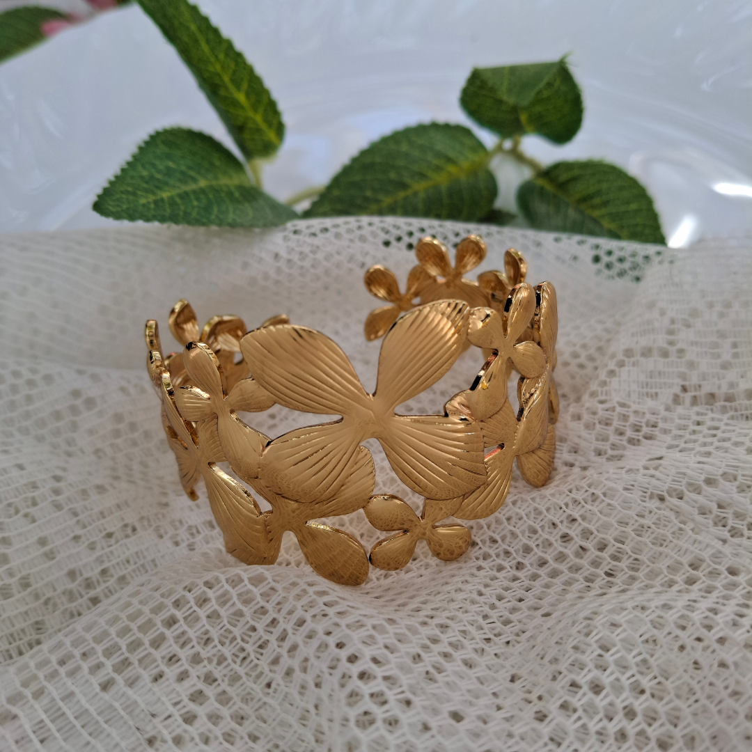 Golden Bloom Statement Cuff Bracelet