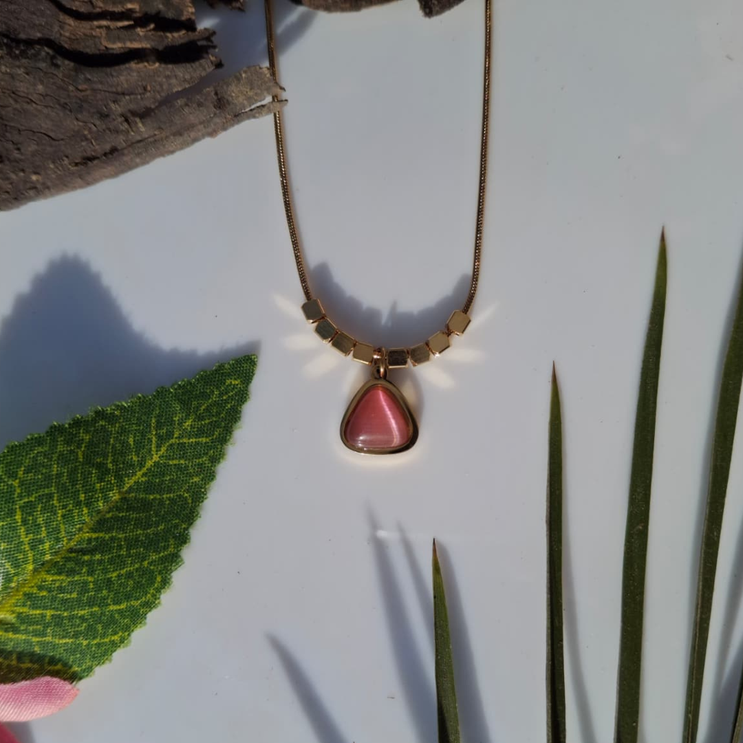 Blush Triangle Statement Pendant Necklace