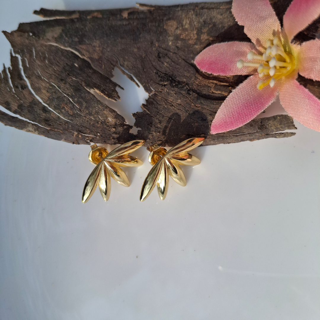 Golden Leaf Stud Earrings