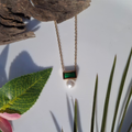 Pearl & Green Stone Drop Pendant Necklace