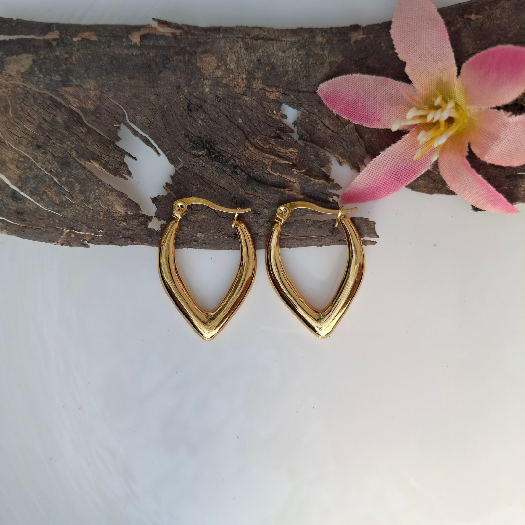 Modern V-Shape Gold Hoop Earrings