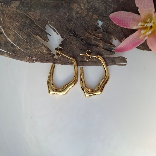 Molten Curve Gold Hoop Earrings