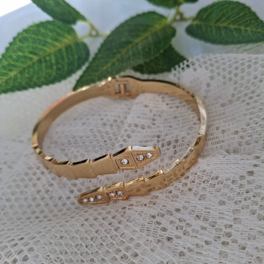Golden Crystal Lock Cuff Bracelet