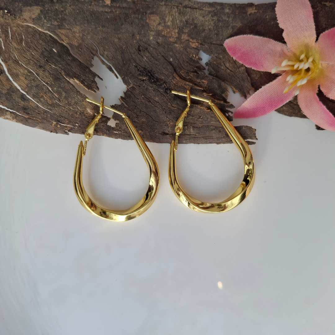 Classic Gold Teardrop Hoop Earrings