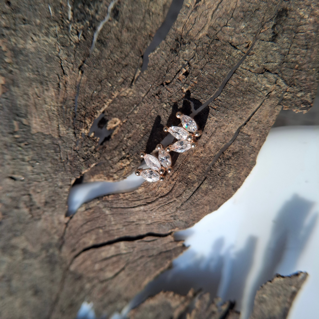 Crystal Leaf Ear Climber Earrings