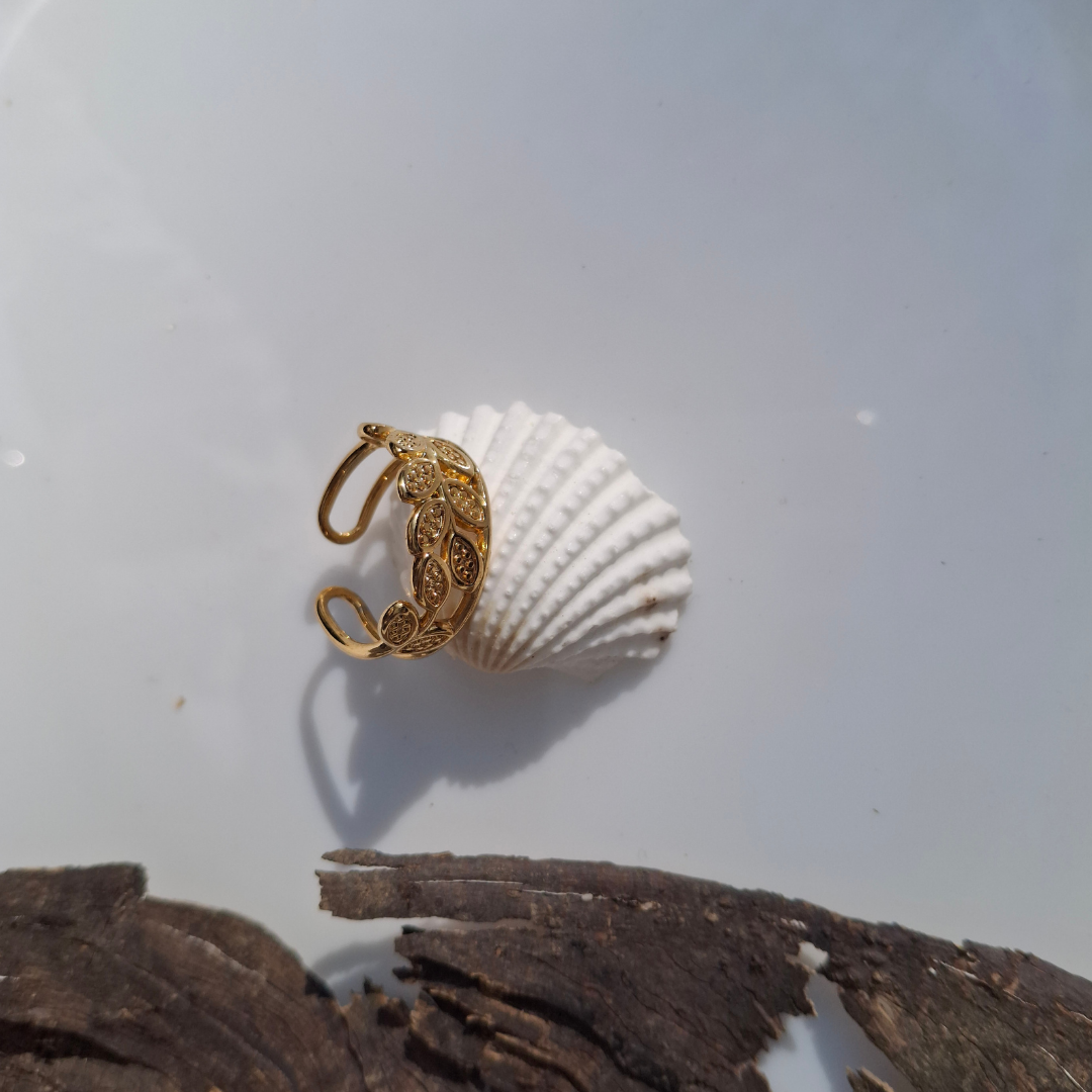 Golden Leaf Vine Adjustable Ring