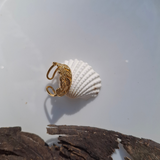 Golden Leaf Vine Adjustable Ring