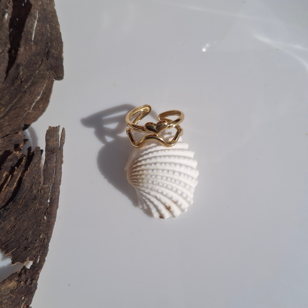 Golden Open Heart Adjustable Ring