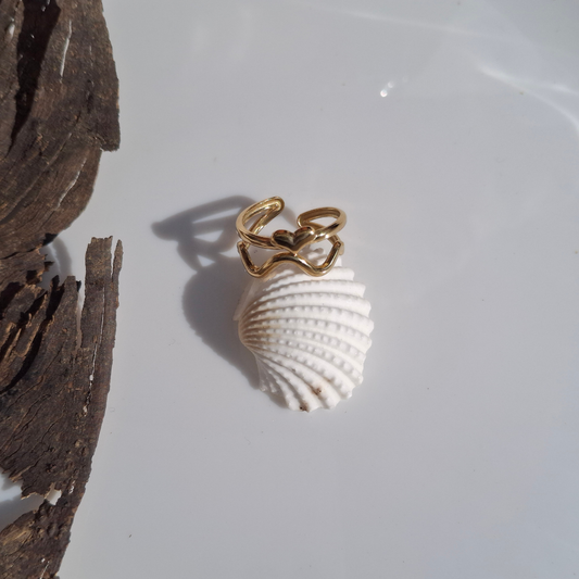 Golden Open Heart Adjustable Ring
