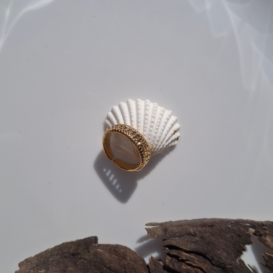 Golden Braided Texture Adjustable Ring
