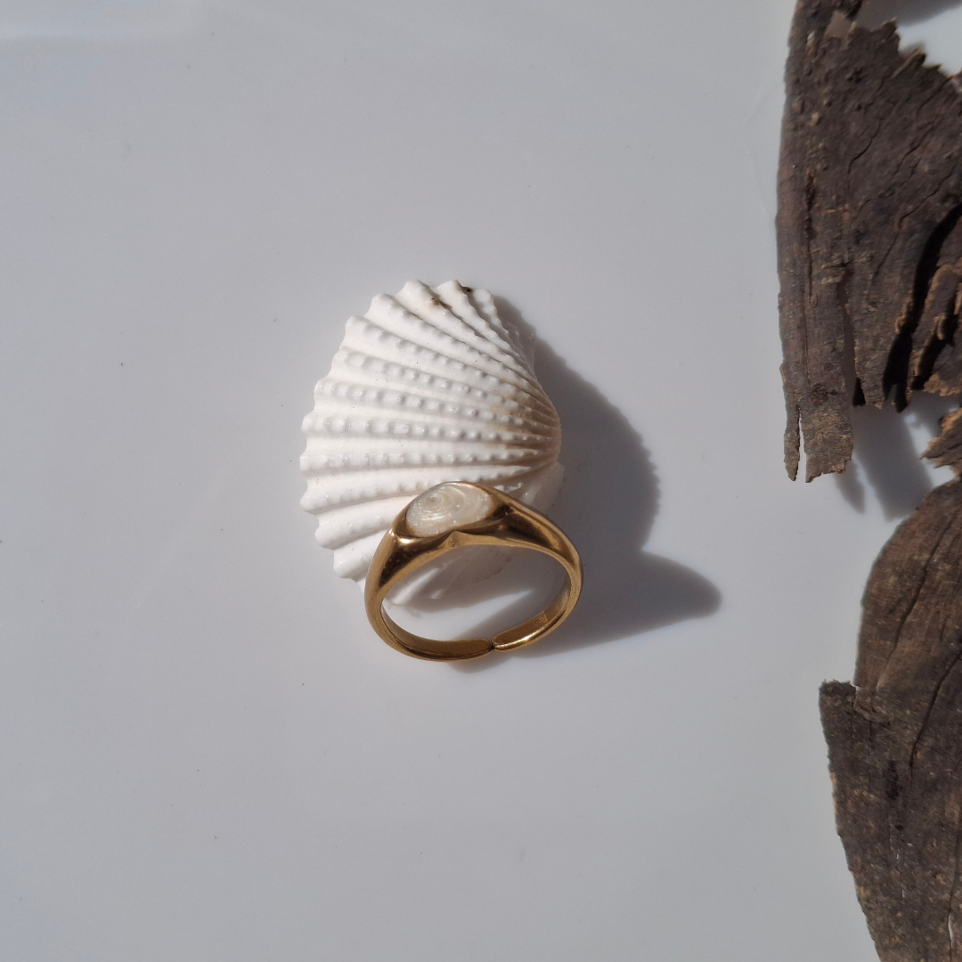 Golden Oval Shell Adjustable Ring