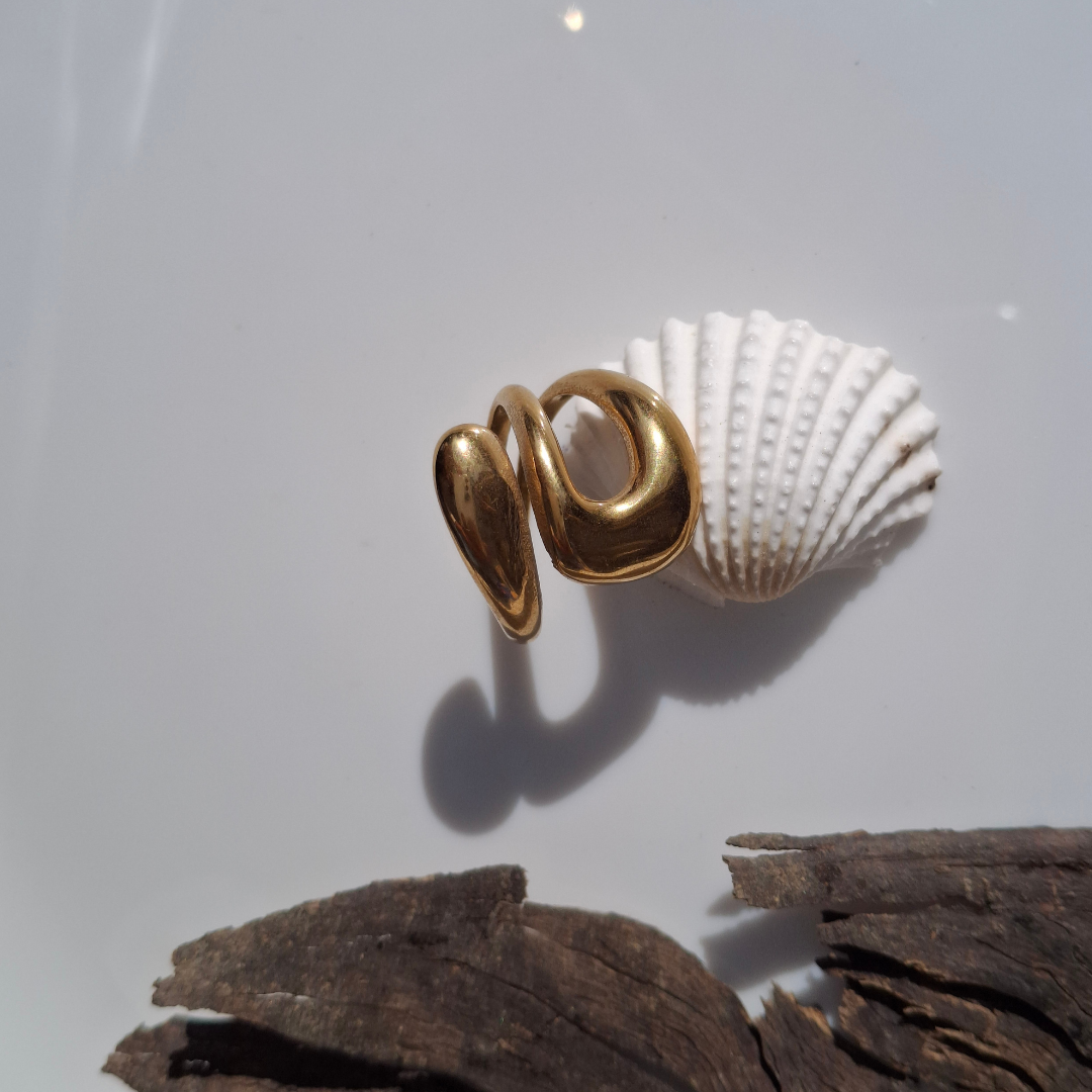 Golden Sculpted Loop Adjustable Ring