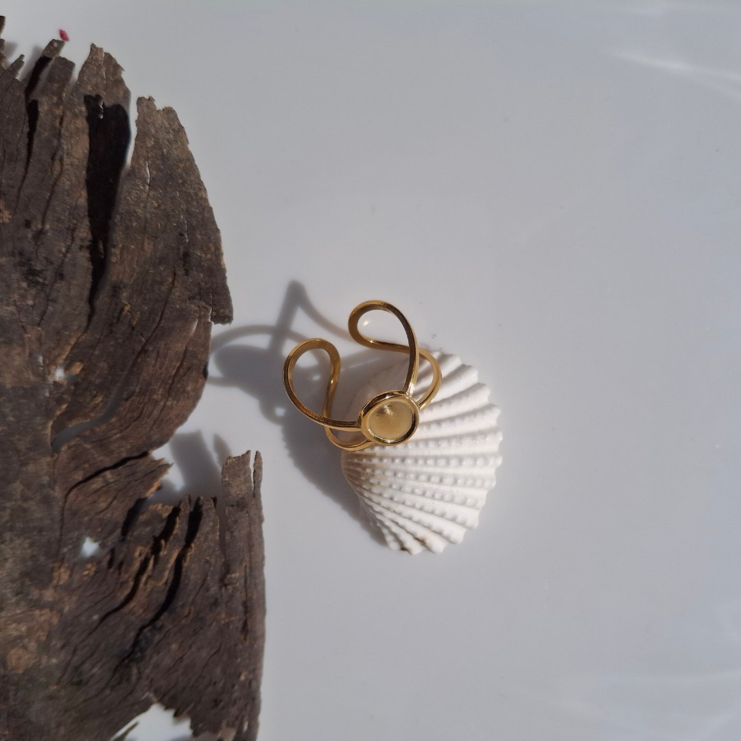 Golden Abstract Loop Adjustable Ring