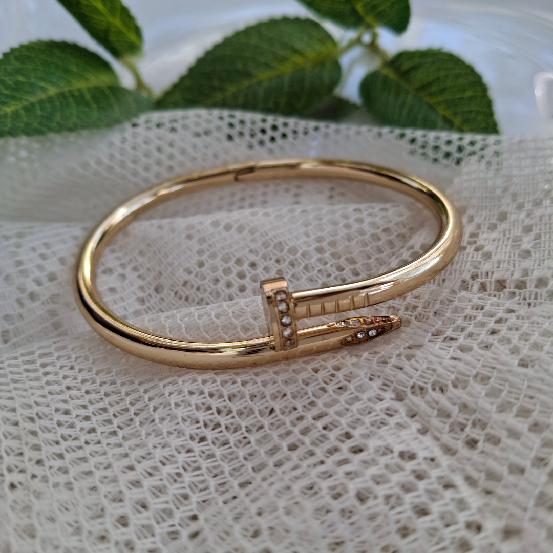 Golden Crystal Nail Cuff Bracelet