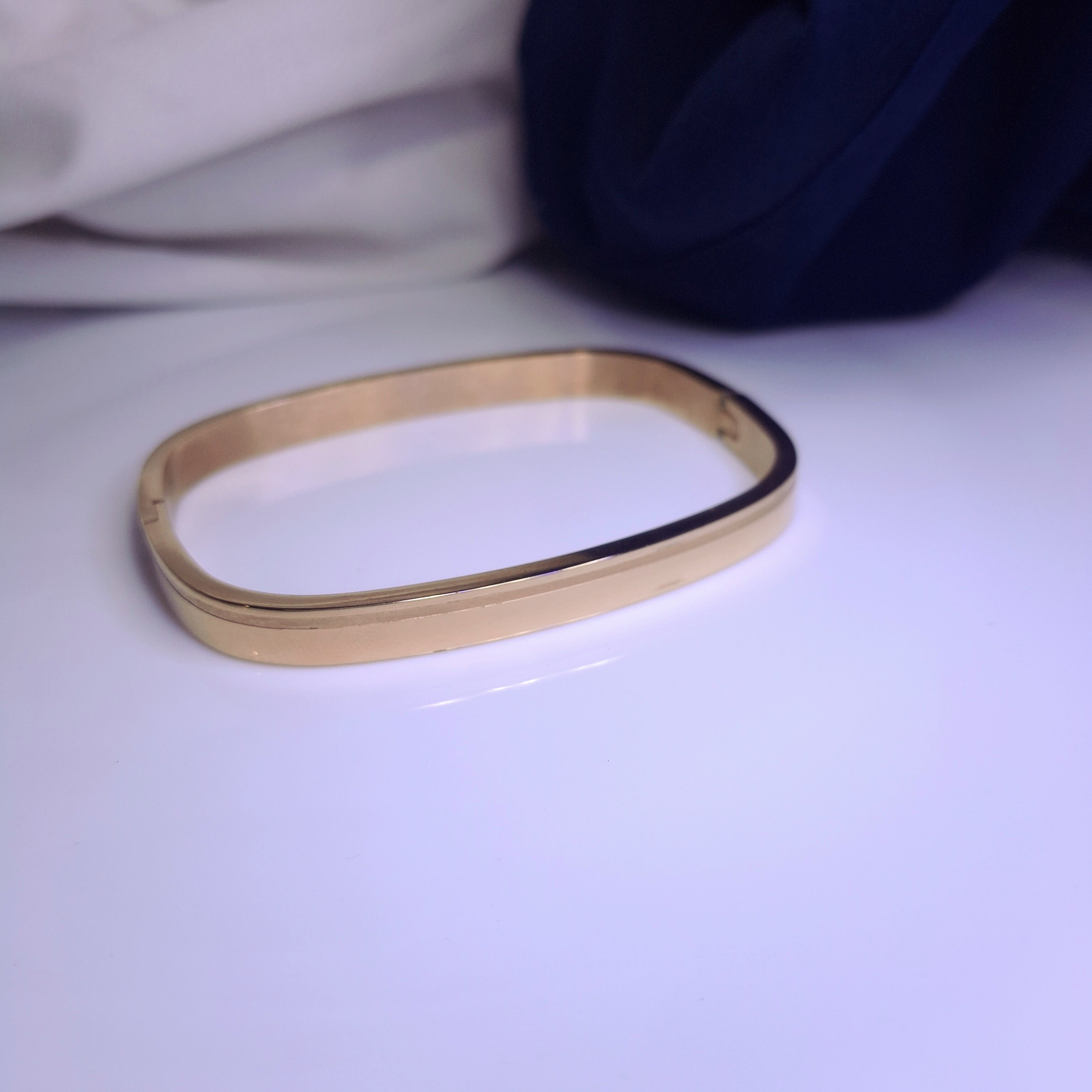 Regal Edge Rose Gold Cuff Bracelet